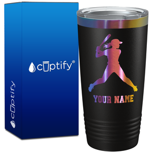 Personalized Female Baseball Batter on 20oz Tumbler