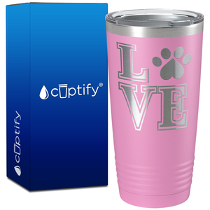 Love Dogs Paw Print on 20oz Tumbler