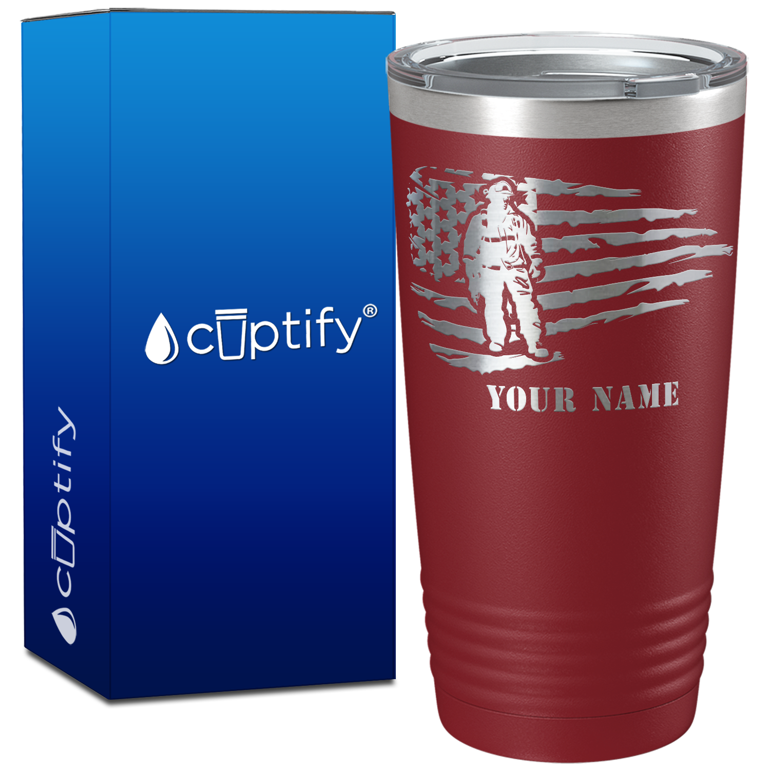 Personalized American Firefighter on 20oz Tumbler