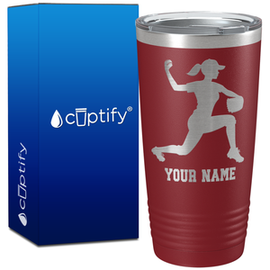 Personalized Female Baseball Pitcher on 20oz Tumbler
