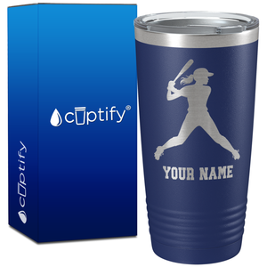 Personalized Female Baseball Batter on 20oz Tumbler