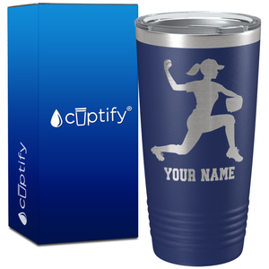 Personalized Female Baseball Pitcher on 20oz Tumbler