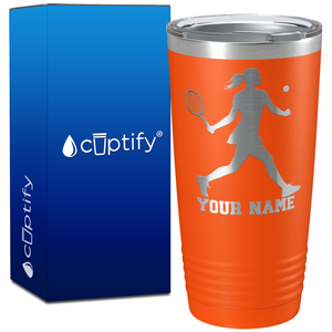 Personalized Female Tennis Player Silhouette on 20oz Tumbler