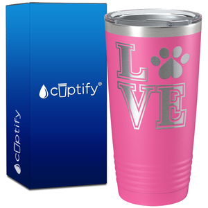 Love Dogs Paw Print on 20oz Tumbler