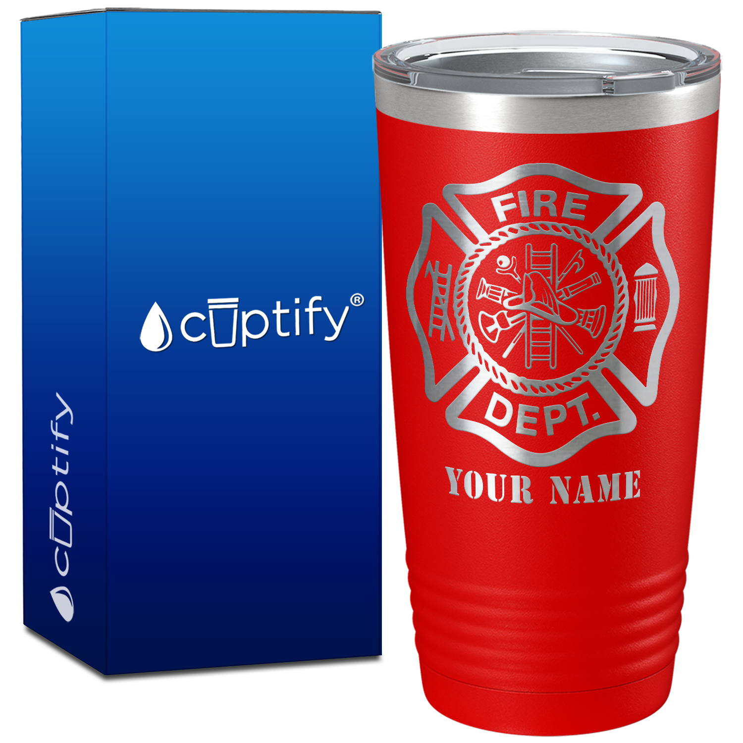 Personalized Fire Department Badge on 20oz Tumbler
