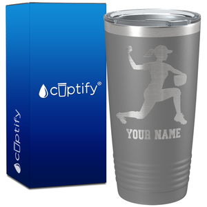 Personalized Female Baseball Pitcher on 20oz Tumbler
