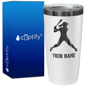 Personalized Female Baseball Batter on 20oz Tumbler