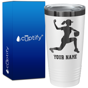 Personalized Female Baseball Pitcher on 20oz Tumbler