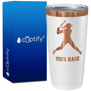 Personalized Female Baseball Batter on 20oz Tumbler