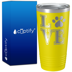 Love Dogs Paw Print on 20oz Tumbler