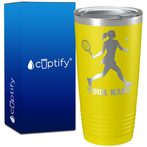 Personalized Female Tennis Player Silhouette on 20oz Tumbler