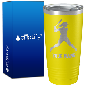 Personalized Female Baseball Batter on 20oz Tumbler