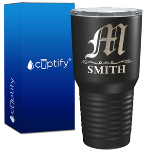 Personalized Gothic Initial Engraved on 30oz Tumbler