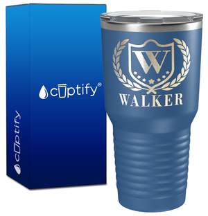 Personalized Monogram with Laurels Engraved on 30oz Tumbler