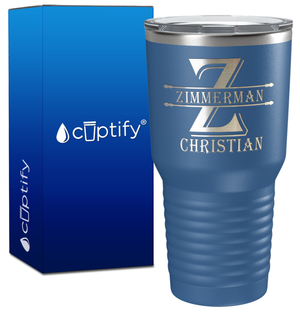 Personalized Initial Block Engraved on 30oz Tumbler
