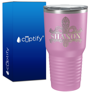 Personalized Fleur de Lis Engraved on 30oz Tumbler