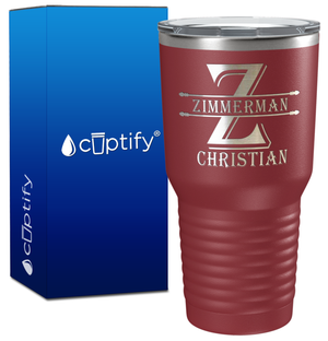 Personalized Initial Block Engraved on 30oz Tumbler