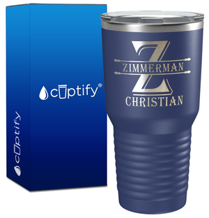 Personalized Initial Block Engraved on 30oz Tumbler