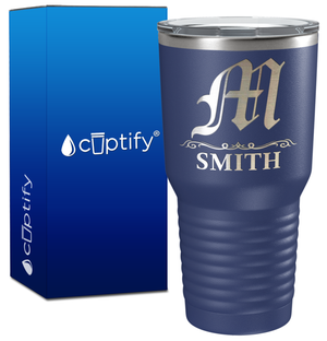 Personalized Gothic Initial Engraved on 30oz Tumbler