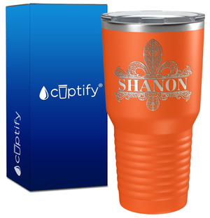 Personalized Fleur de Lis Engraved on 30oz Tumbler