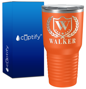 Personalized Monogram with Laurels Engraved on 30oz Tumbler