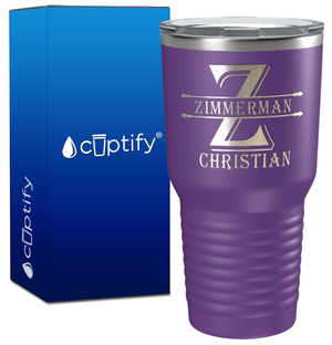 Personalized Initial Block Engraved on 30oz Tumbler
