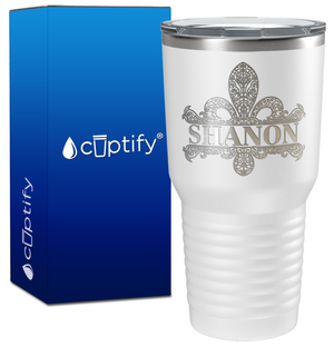 Personalized Fleur de Lis Engraved on 30oz Tumbler