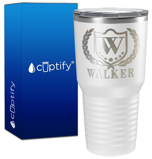 Personalized Monogram with Laurels Engraved on 30oz Tumbler