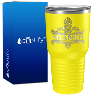Personalized Fleur de Lis Engraved on 30oz Tumbler