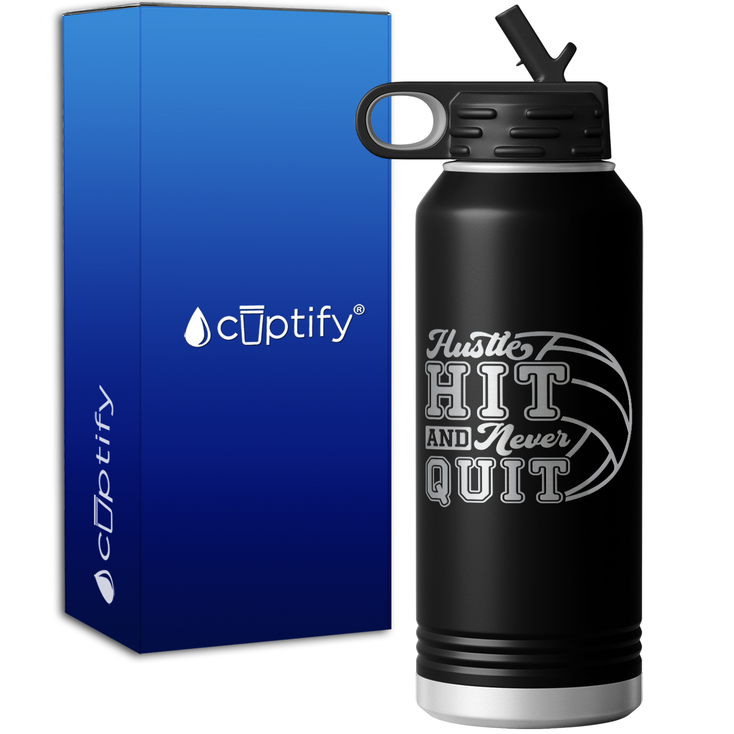Hustle Hit and Never Quit 32oz Sport Water Bottle