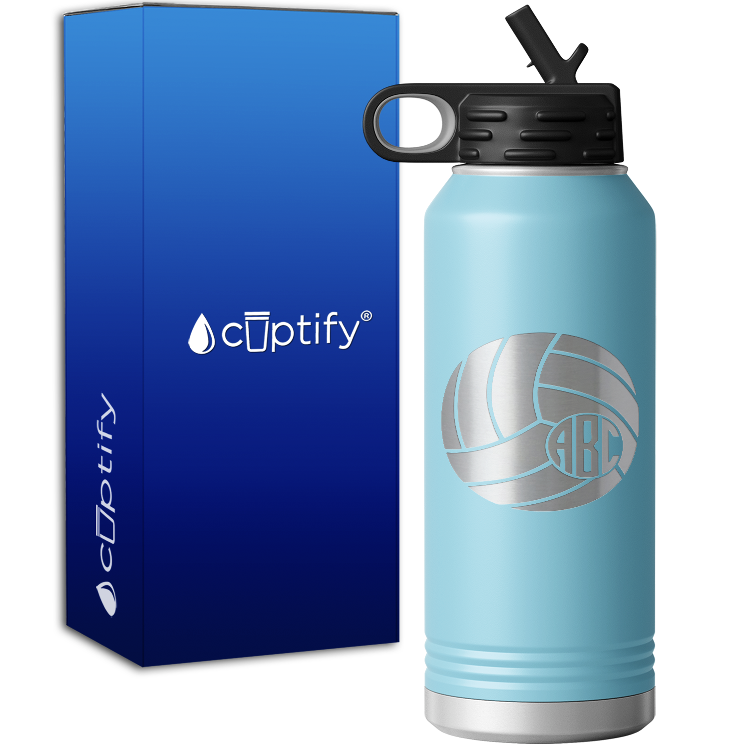 Personalized Circle Monogram Volleyball  32oz Sport Water Bottle