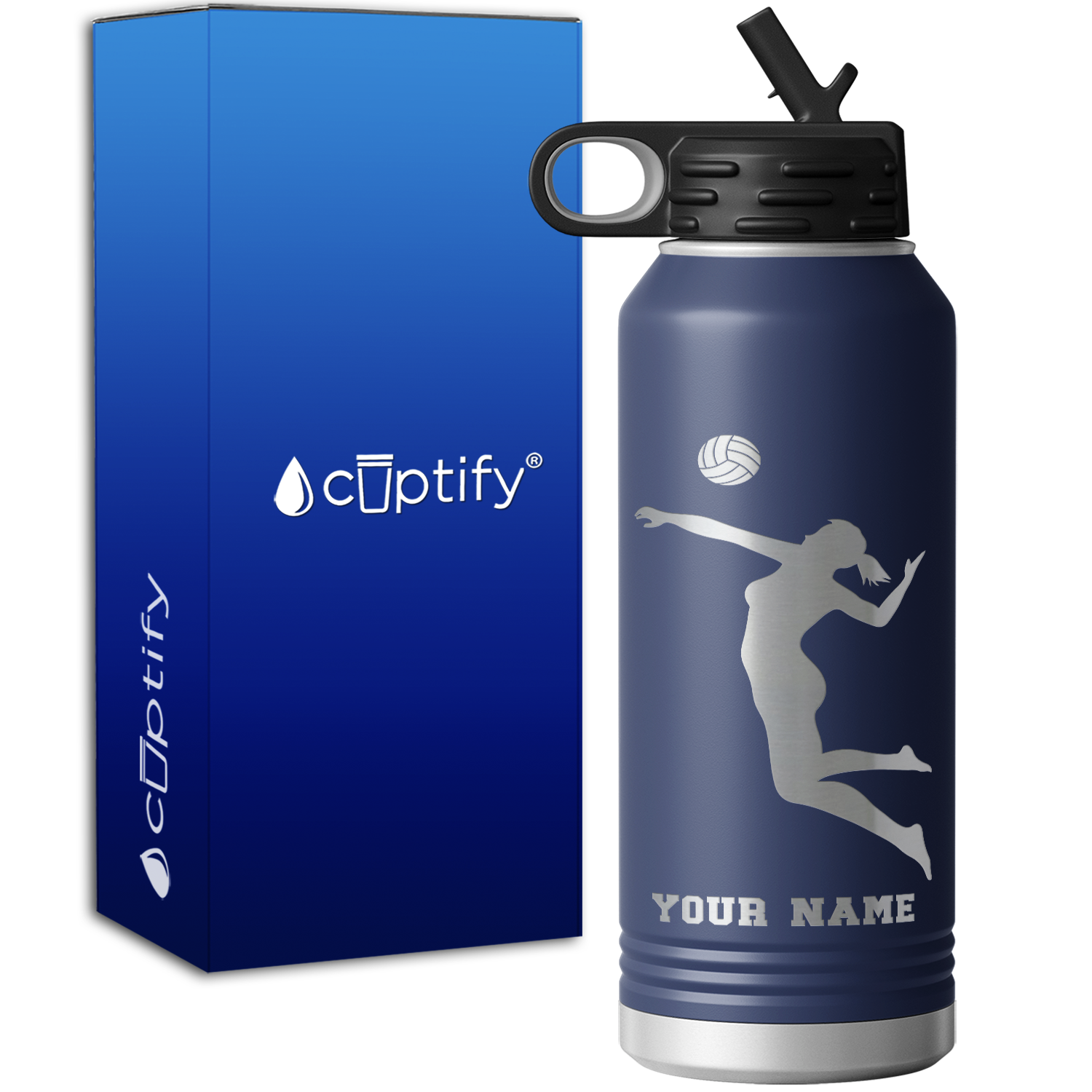 Personalized Jumping Volleyball Girl 32oz Sport Water Bottle