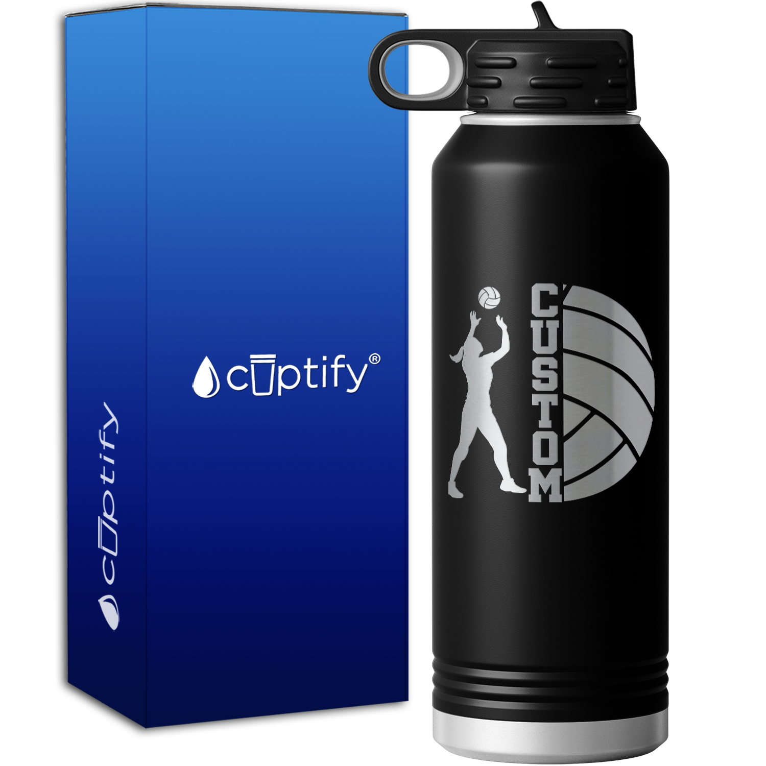 Custom Name Volleyball Player 40oz Sport Water Bottle