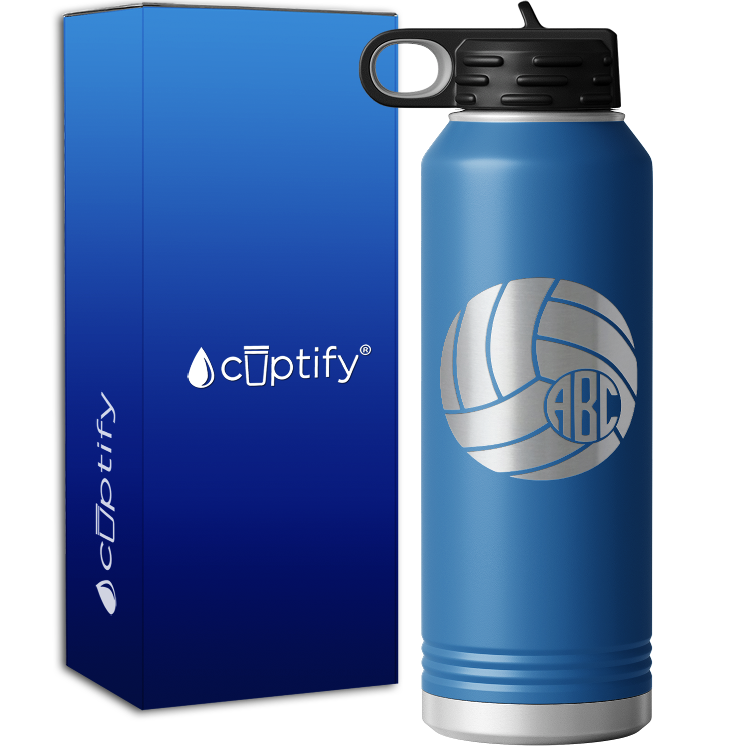 Personalized Circle Monogram Volleyball  40oz Sport Water Bottle