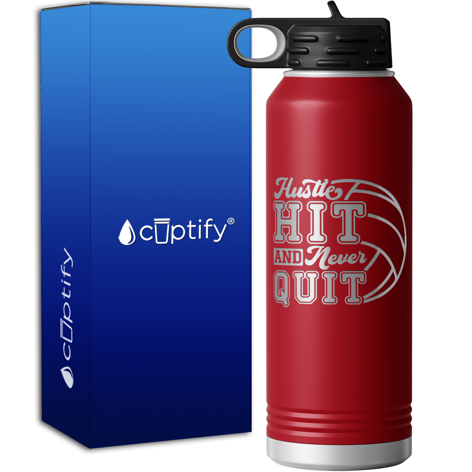 Hustle Hit and Never Quit 40oz Sport Water Bottle