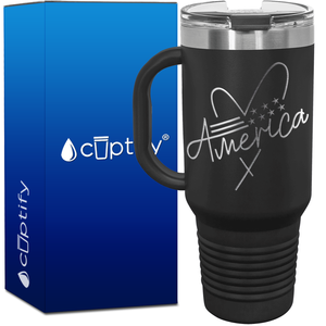 America Heart 40oz 4th of July Travel Mug