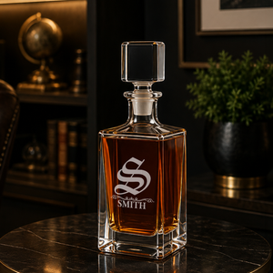Interwoven Script Monogram 26oz Rectangle Glass Decanter