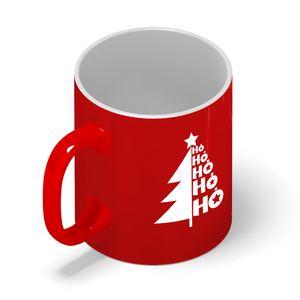 Ho Ho Ho Holiday Tree Personalized 11oz Red Christmas Coffee Mug