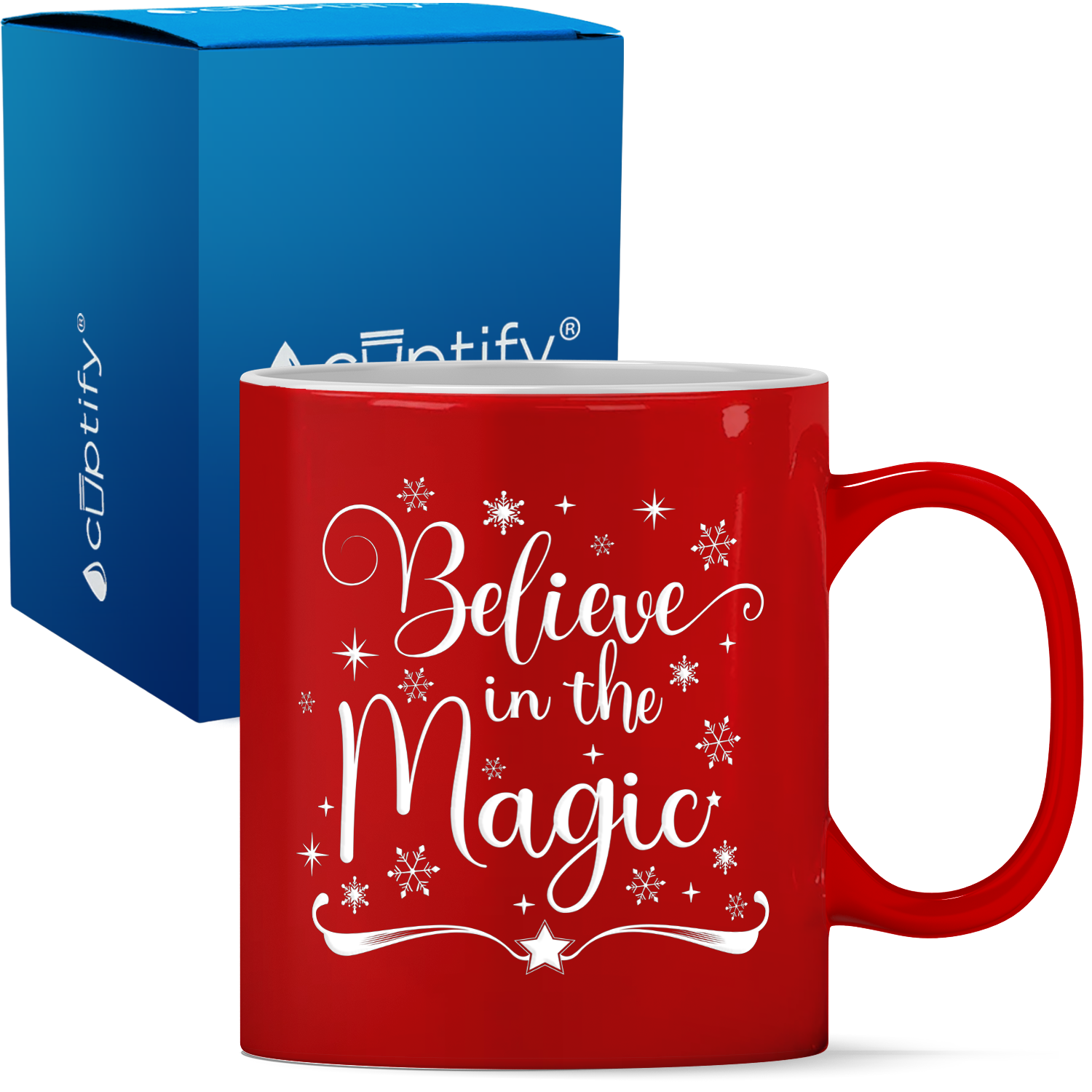 Believe in the Magic Personalized 11oz Red Christmas Coffee Mug