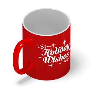 Holiday Wishes Personalized 11oz Red Christmas Coffee Mug