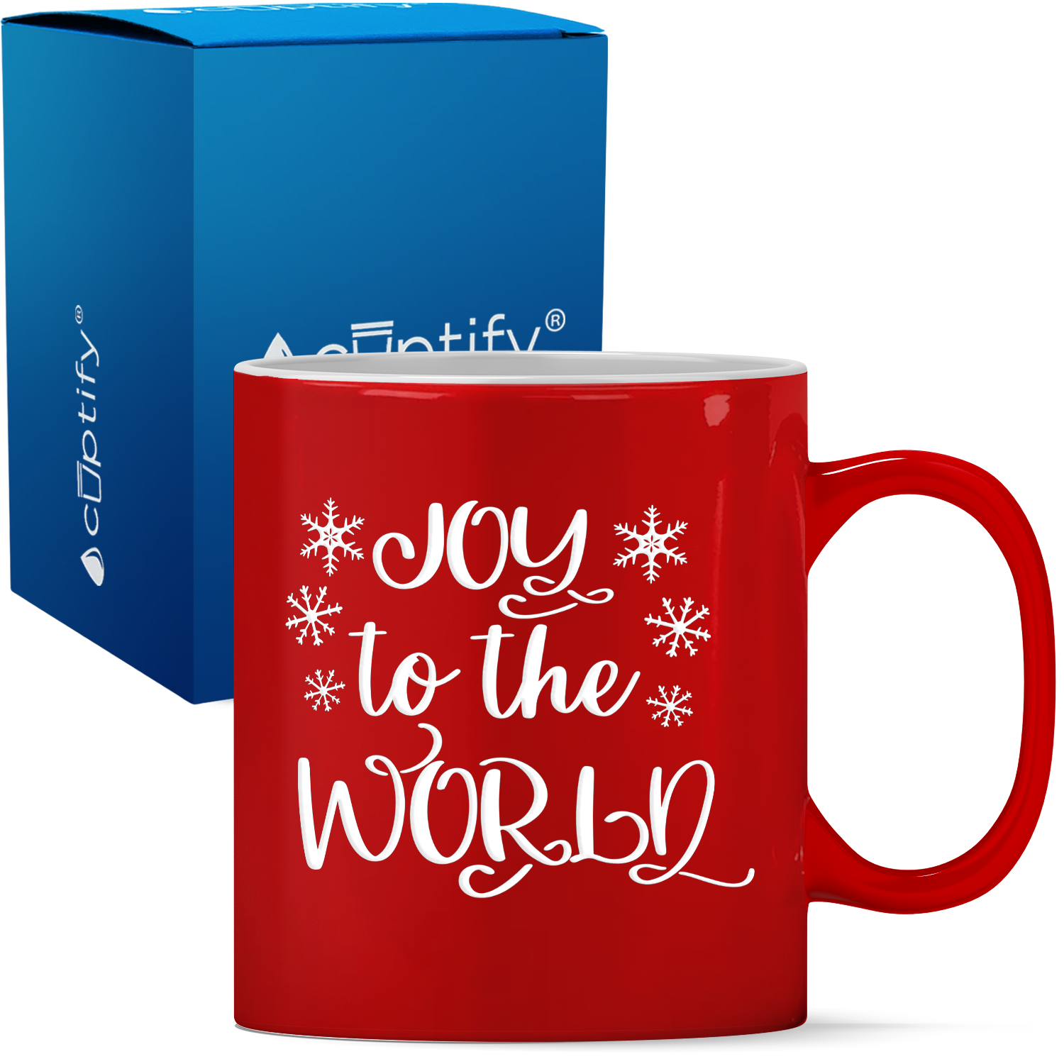Joy to the World Personalized 11oz Red Christmas Coffee Mug