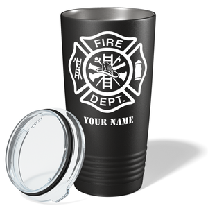 Personalized Fire Department Badge 20oz Black Firefighter Tumbler