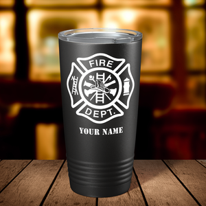 Personalized Fire Department Badge 20oz Black Firefighter Tumbler