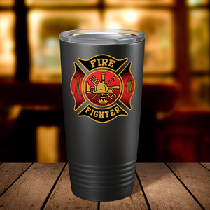 Red Black Fire Department Badge 20oz Black Firefighter Tumbler