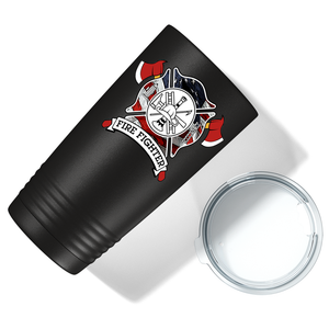 American Fire Department Badge on Black 20oz Tumbler