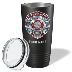 Personalized Firefighter Badge of Honor 20oz Black Firefighter Tumbler