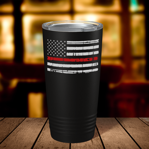 Distressed Red Line Flag 20oz Black Firefighter Tumbler