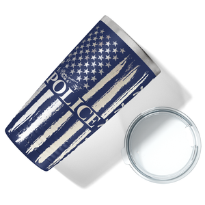 Personalized Badge Number Police Department Officer Engraved Wrap 20oz Navy Blue Tumbler