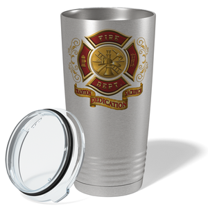 Red Gold Fire Department Badge 20oz Stainless Firefighter Tumbler