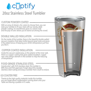 Red Gold Fire Department Badge 20oz Stainless Firefighter Tumbler